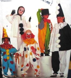 4154 CLOWNS,HOBOS, JESTER, PIEROT KIDS COSTUME PATTERN S-XL